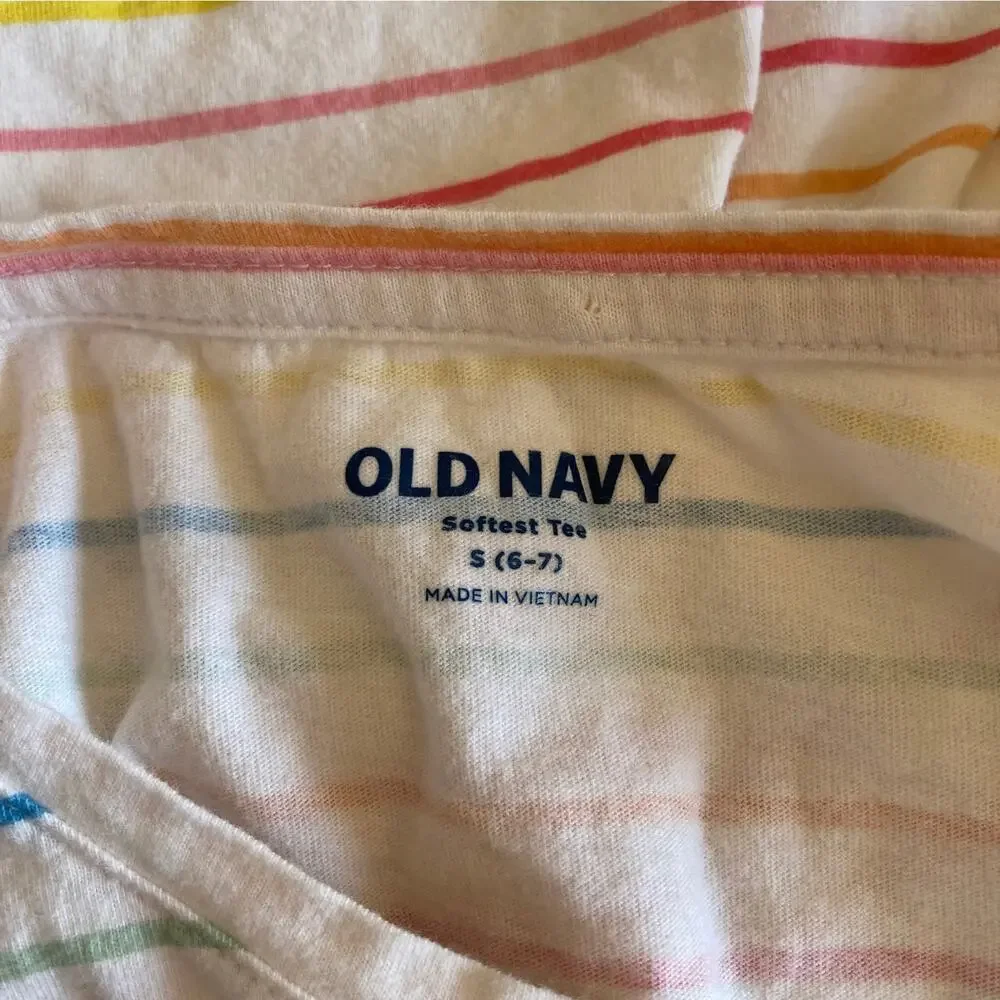 Old Navy Striped Girls Tee, Size 6-7